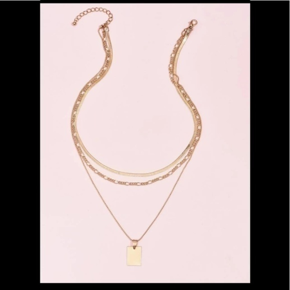 Gold Tag Layered Necklace - Picture 2 of 2